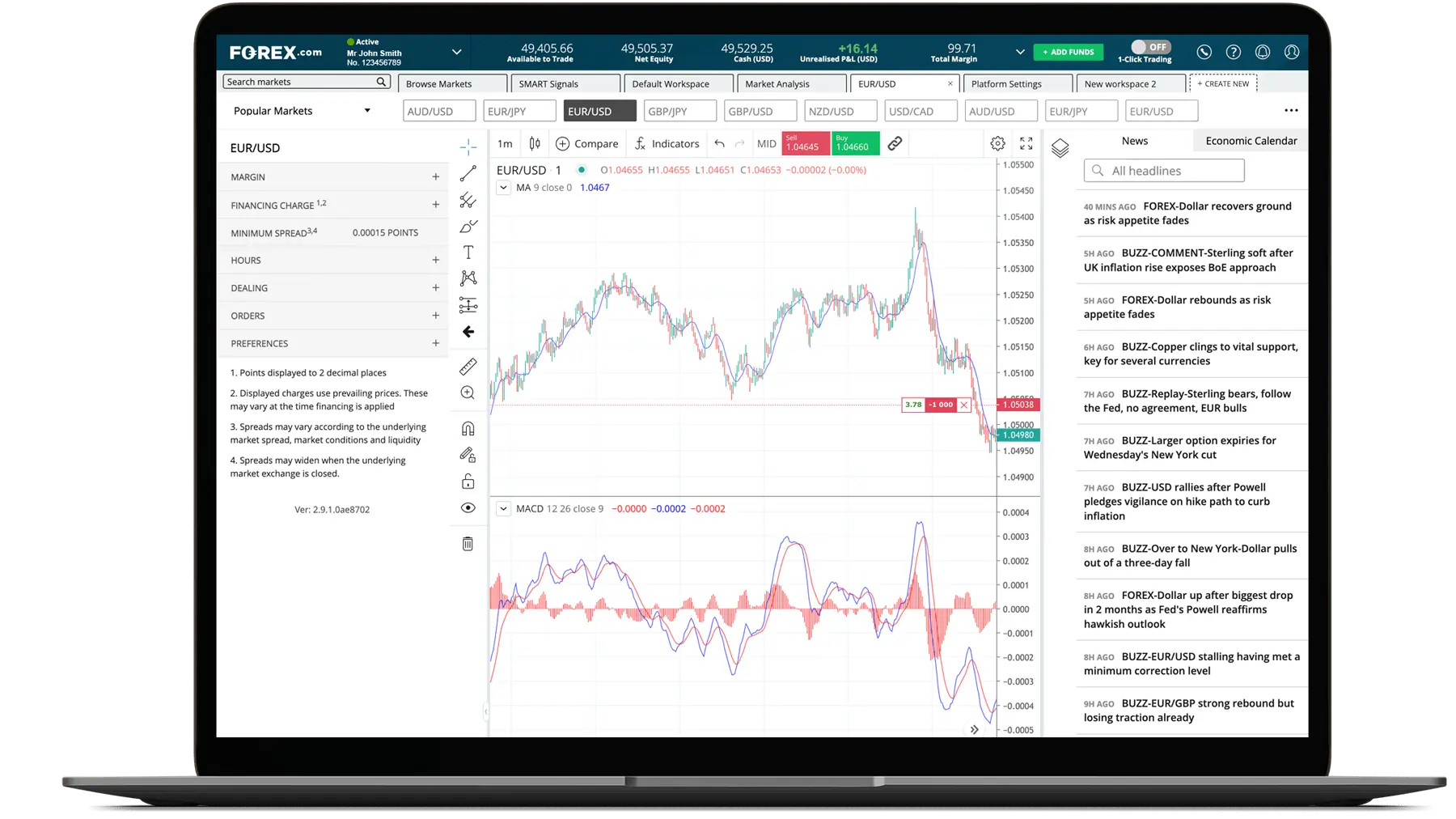 Laptop showing BullsFX Webtrader platform